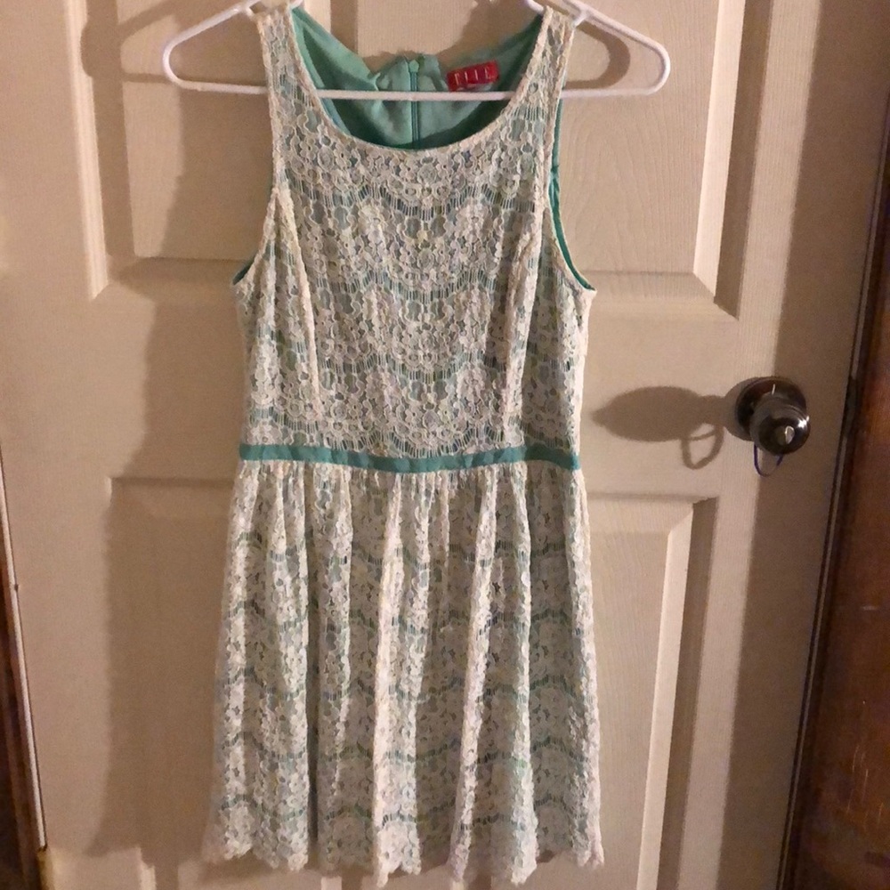Blue and white lace dress